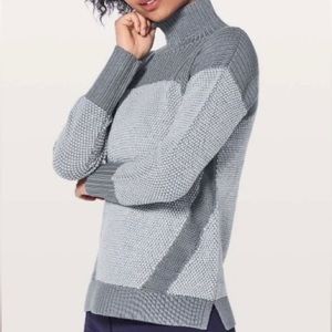 Lululemon Warm & Restore Sweater Turtleneck Merino Wool ( Grey Blue)
